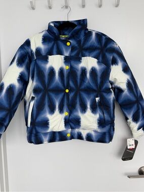 FP Movement by Free People Blue & White Tie-Dye Puffer Ski & Snow Jacket - NEW